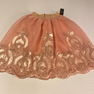 Akira Embroidered Detailed Mesh lined Full Skirt Medium